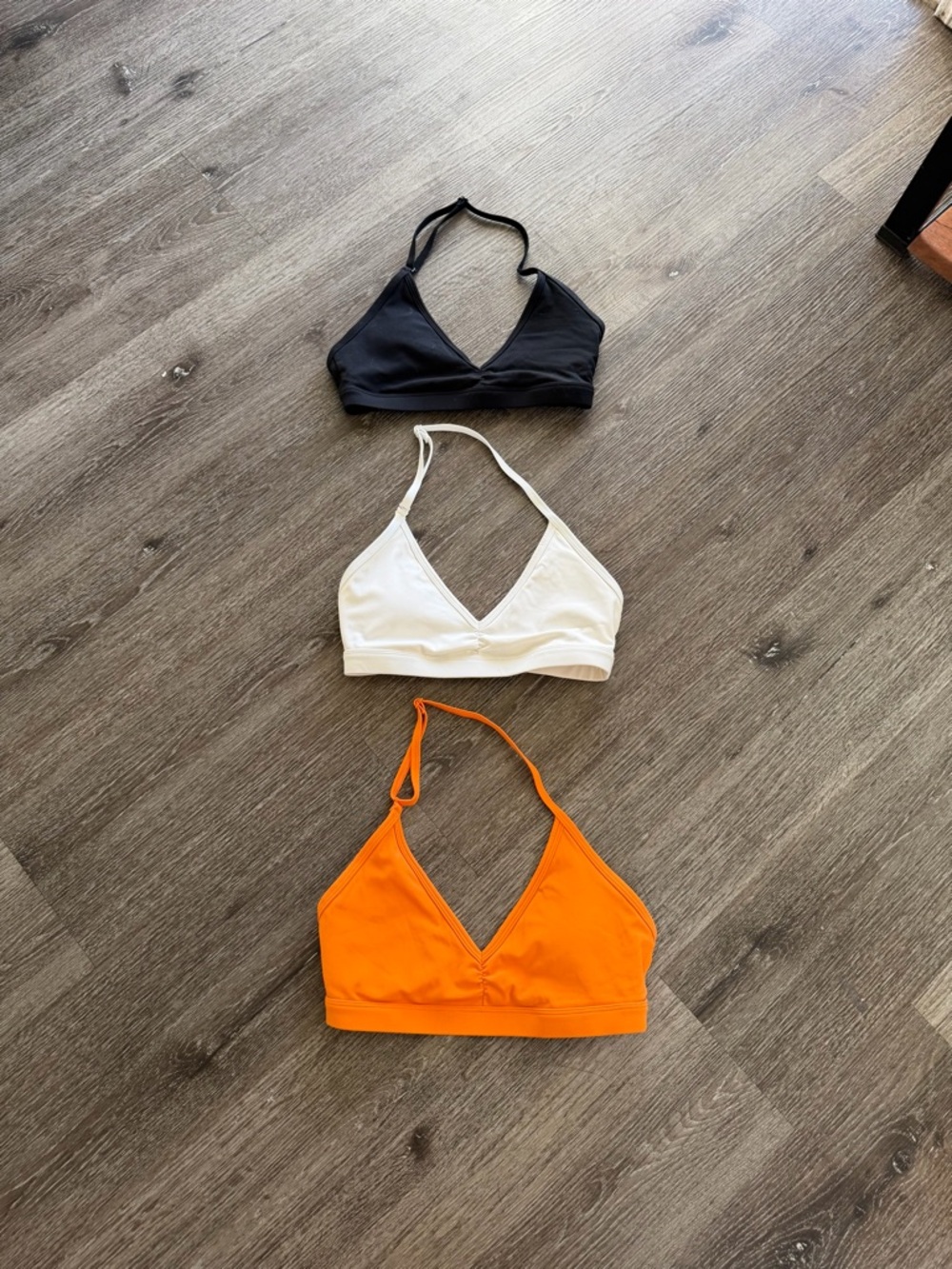 Aritzia 3-Pack Triangle Bralettes in Black, White & Orange